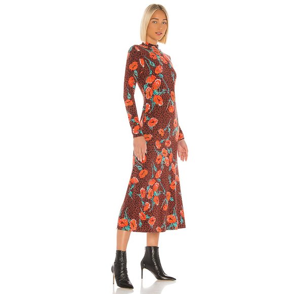 NWT Free People animal print floral midi dress - Picture 3 of 16